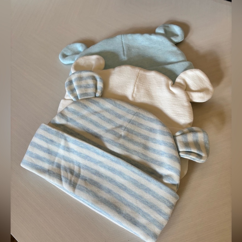 Baby Boy Newborn Bear Ear Caps Set - Picture 2 of 8